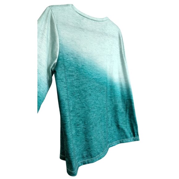 Womens Large Top Smooth As Tennessee Whiskey Graphic Long Sleeve Teal Ombre - Picture 7 of 9